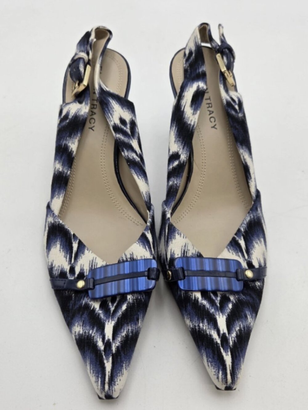 Ellen Tracy Sling Back Heels Blue Multicolor Size 8.5 Willis
